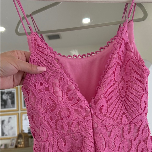 Chic Pink Lace Mini Dress - Picture 4 of 6